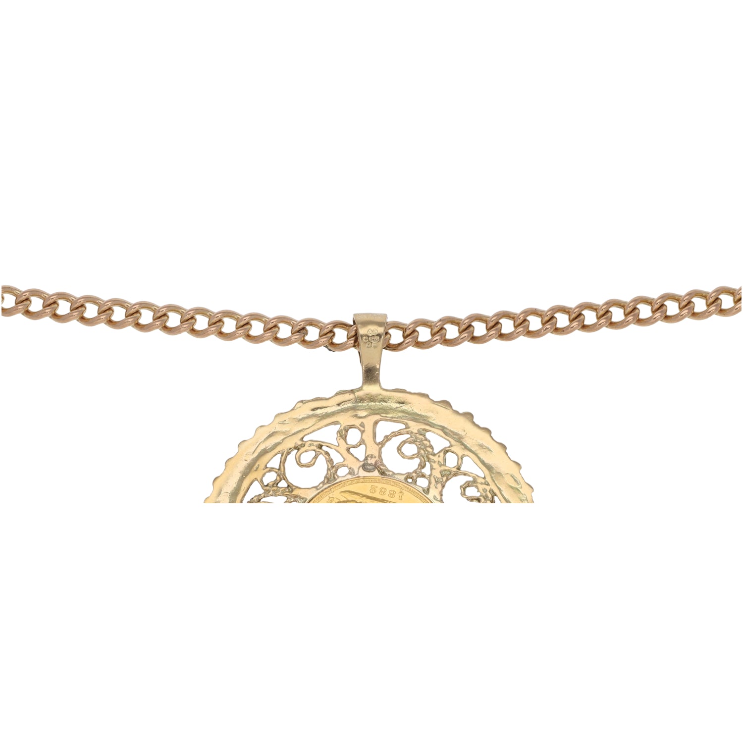 9ct Gold Full Sovereign Coin Pendant With Chain H&T