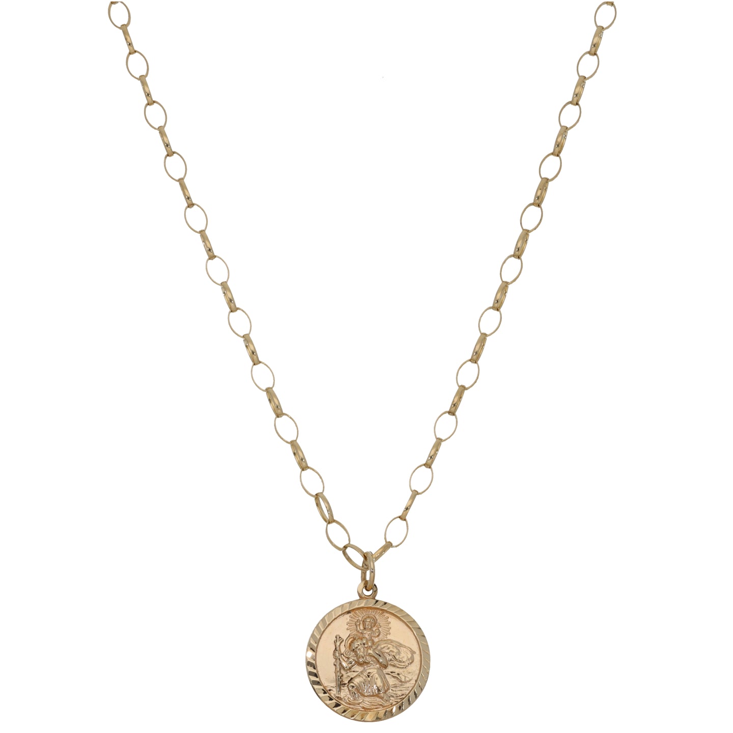 9ct Gold St Christopher Pendant With Chain