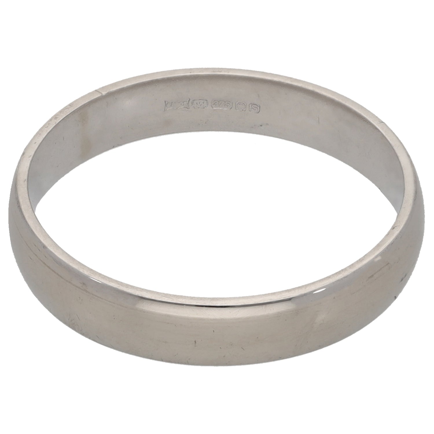 9ct White Gold Plain Wedding Ring Size P H&T