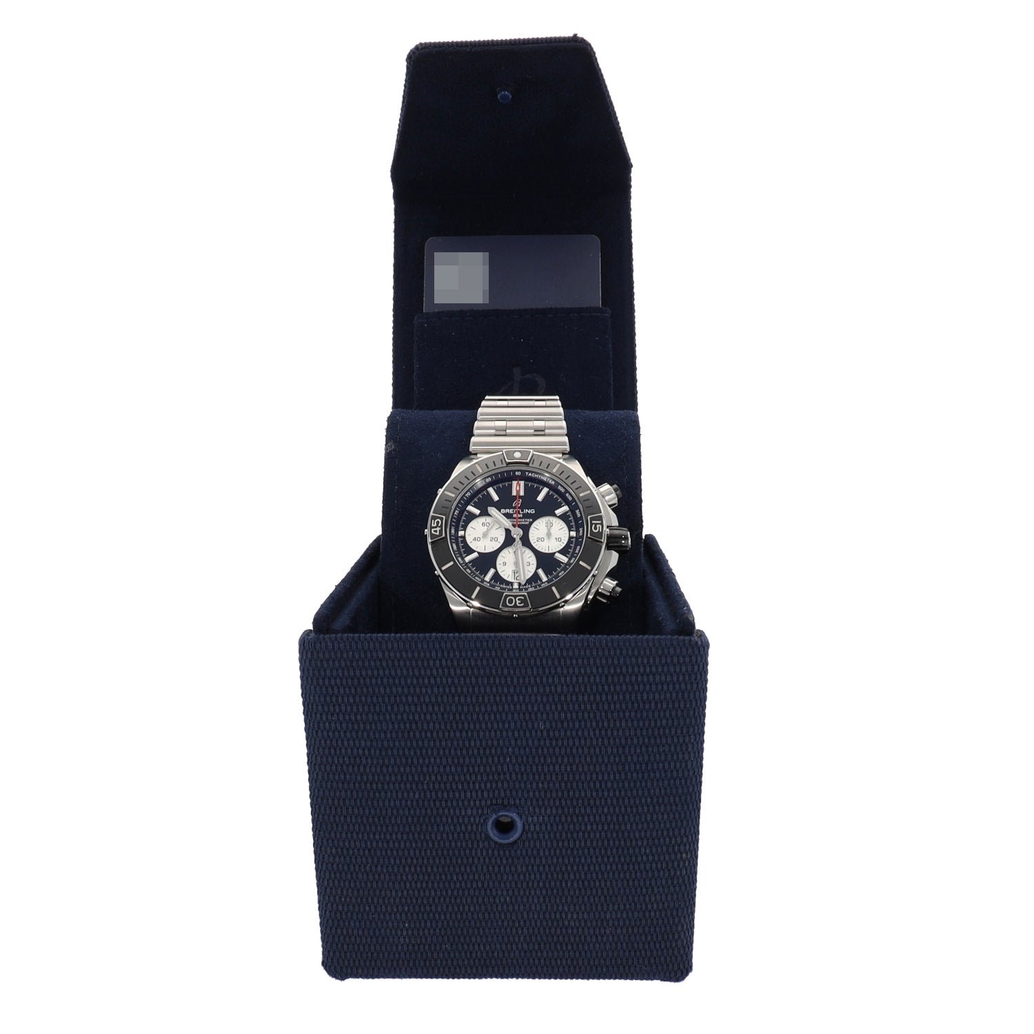 Breitling Super Chronomat AB0136 Stainless steel chronograph watch in dark blue presentation box with black dial