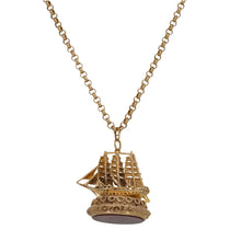 Load image into Gallery viewer, 9ct Gold Carnelian Ship Pendant With Chain
