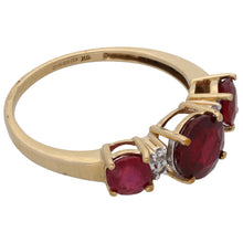 Load image into Gallery viewer, 9ct Gold Glass Filled Ruby &amp; Topaz Dress/Cocktail Ring Size R 1/2
