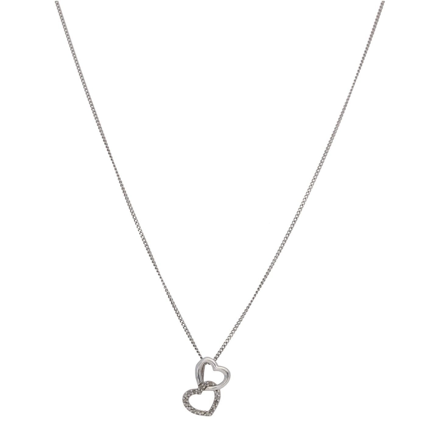 9ct White Gold 0.095ct Diamond Heart Pendant With Chain