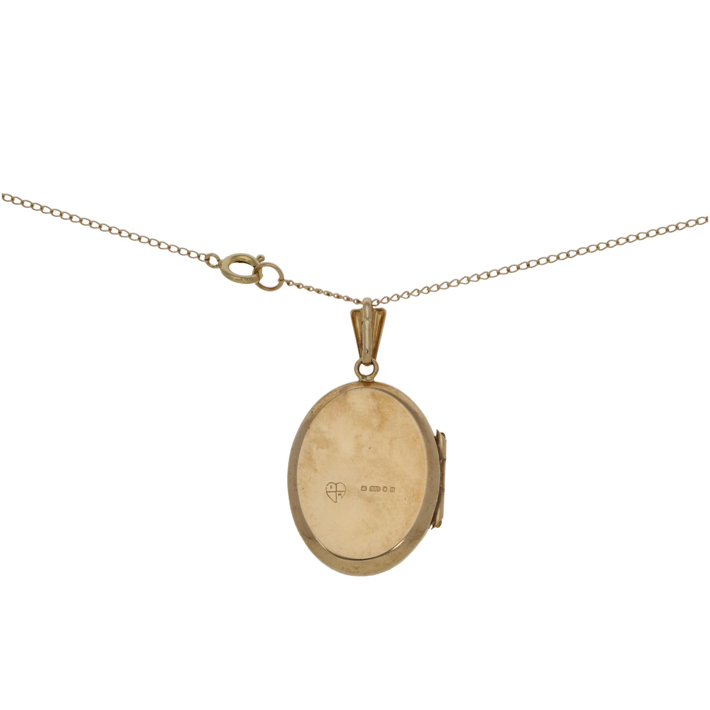 9ct Gold Patterned Locket Pendant With Chain