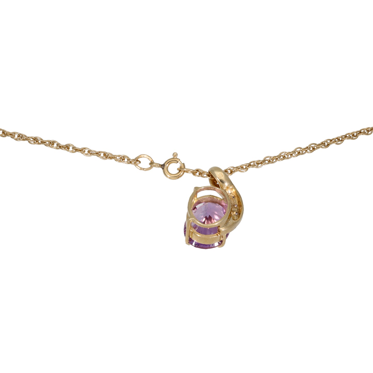 9ct Gold Amethyst & Imitation Dress/Cocktail Pendant With Chain