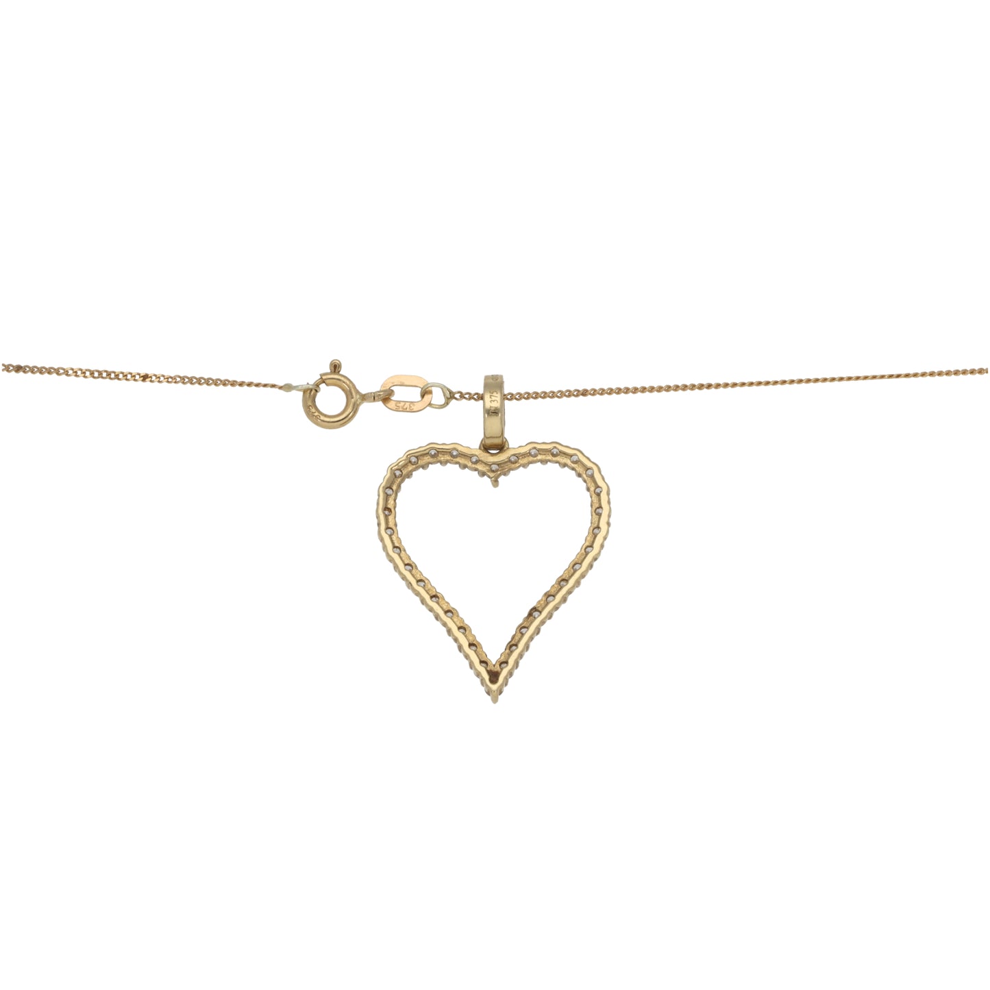 9ct Gold Cubic Zirconia Heart Pendant With Chain