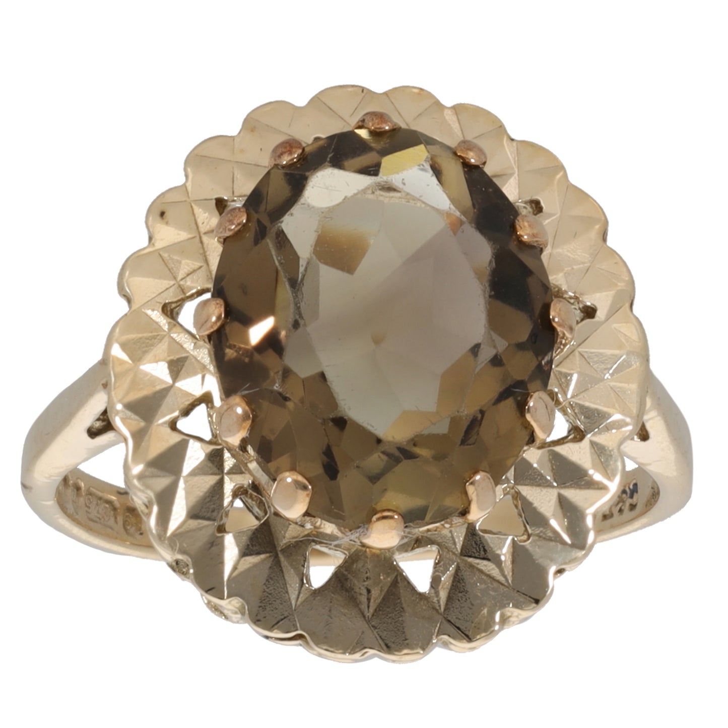 9ct Gold Smoky Quartz Solitaire Ring Size O