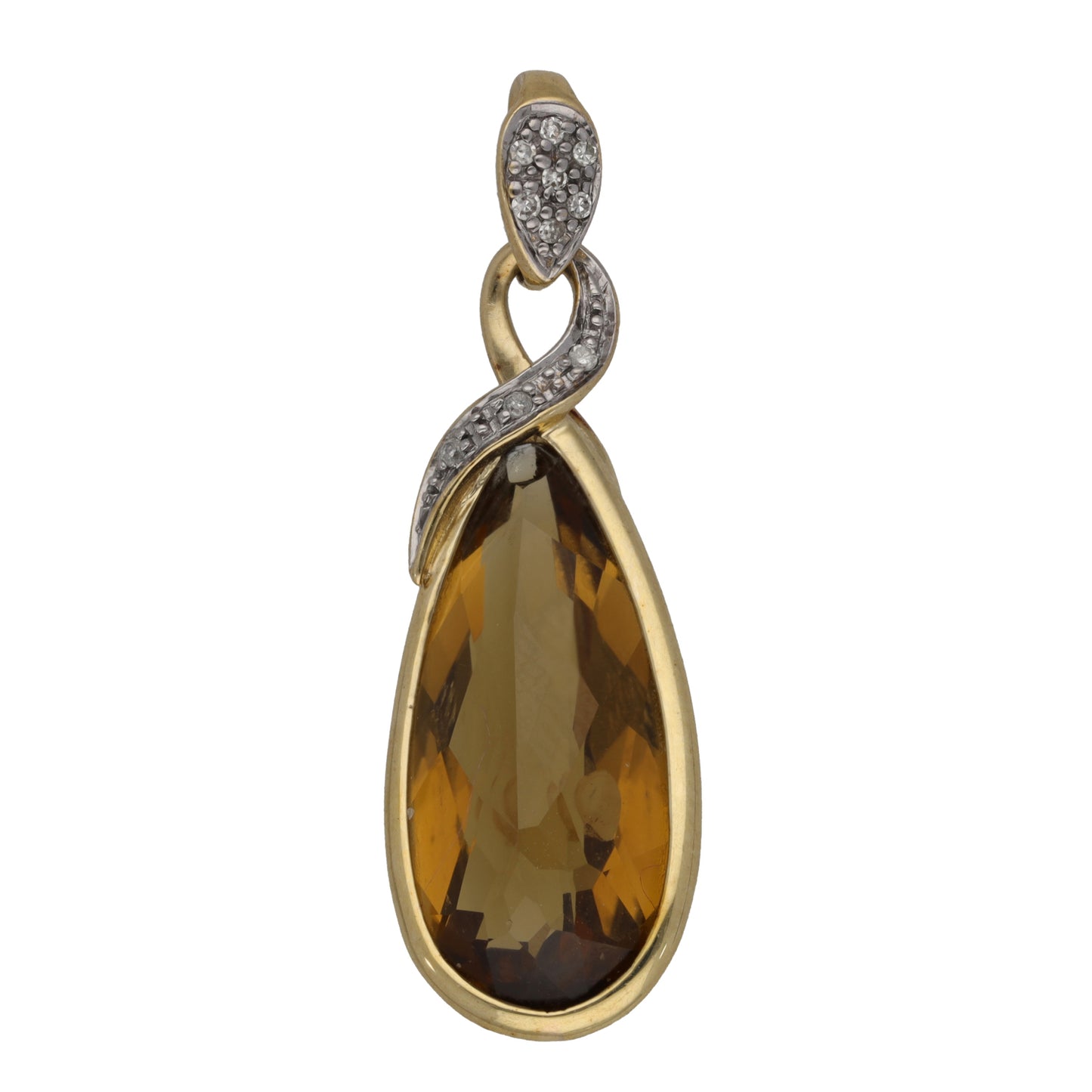 9ct Gold 0.045ct Diamond & Smoky Quartz Dress/Cocktail Pendant