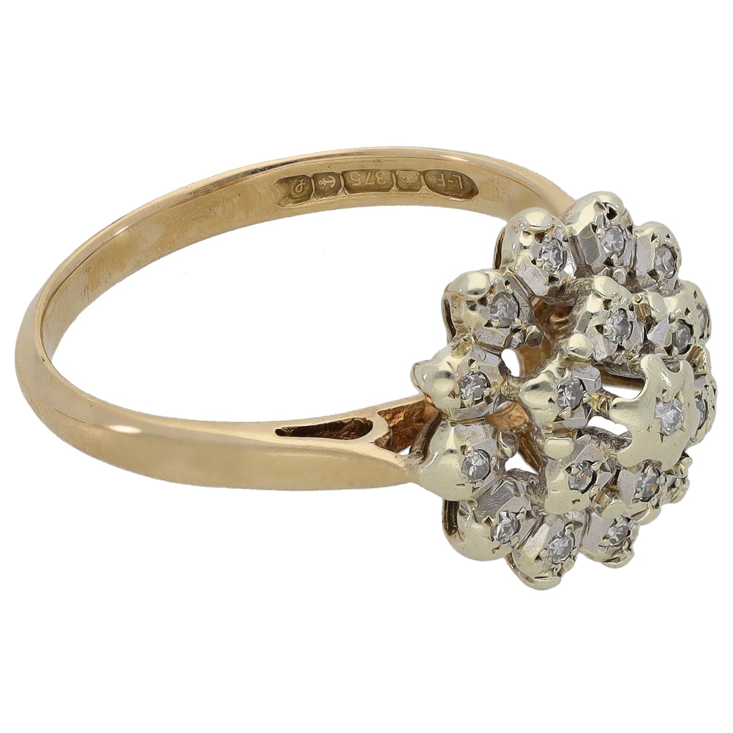 9ct Gold 0.19ct Diamond Cluster Ring Size N