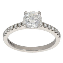 Load image into Gallery viewer, Platinum 1.14ct Diamond Solitaire Ring With Accent Stones Size L

