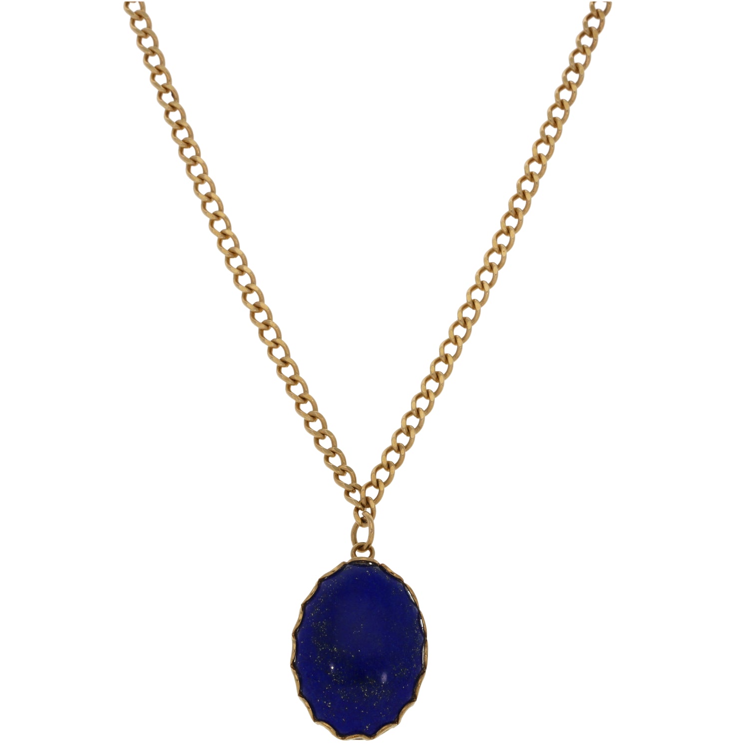 9ct Gold Lapis Lazuli Single Stone Pendant With Chain – H&T