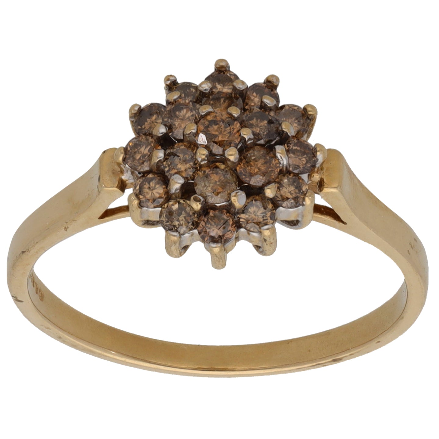 9ct Gold 0.38ct Round Cut Diamond Cluster Ring Size Q