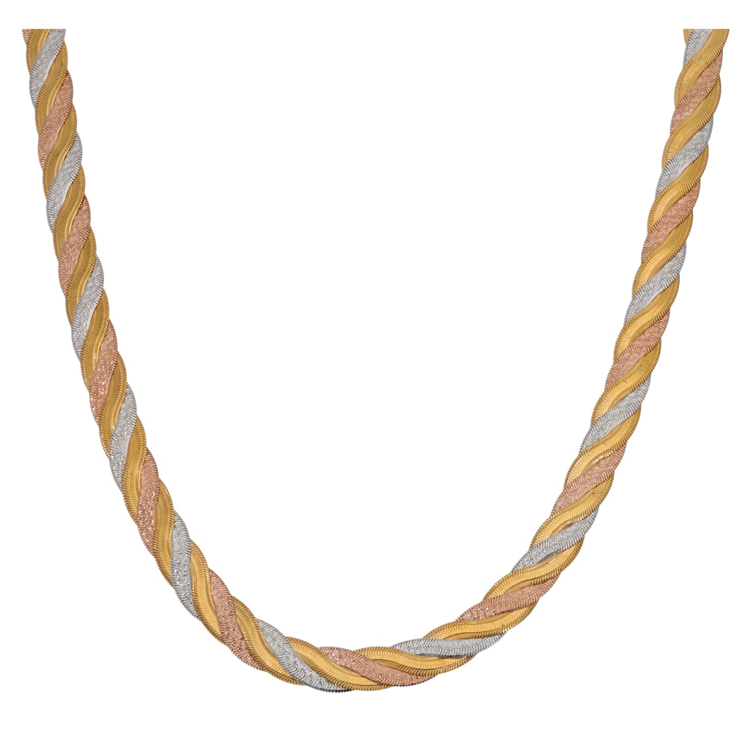 9ct Tri-Colour Gold Fancy Necklace 16