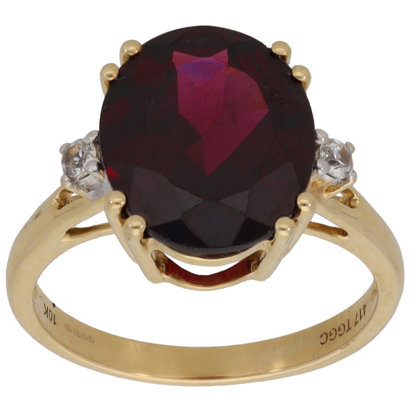 9ct Gold Garnet & Cubic Zirconia Dress/Cocktail Ring Size L