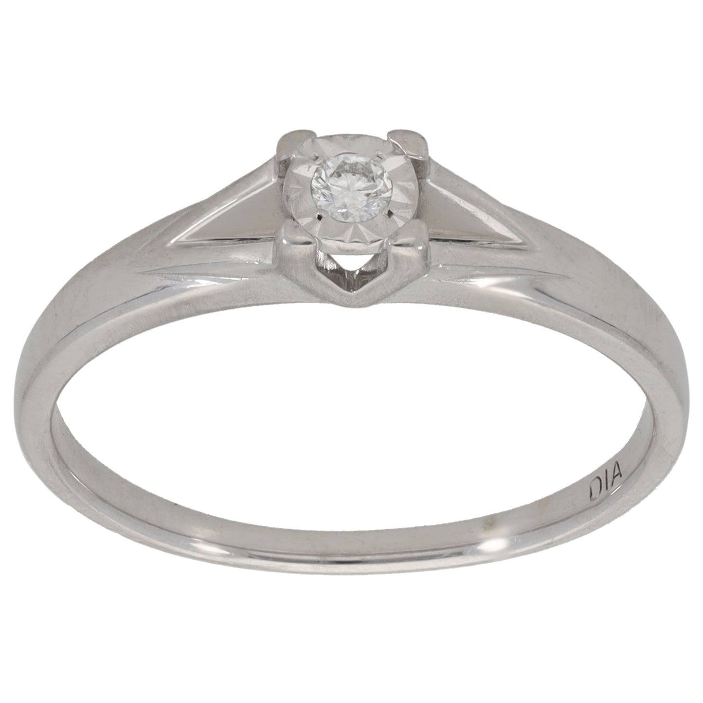 9ct White Gold 0.05ct Diamond Solitaire Ring Size R