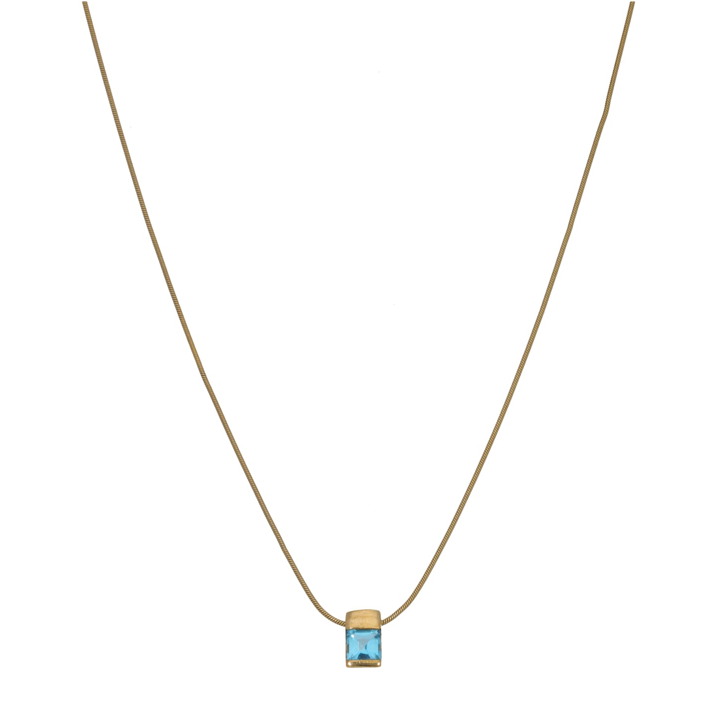 9ct Gold Topaz Single Stone Pendant With Chain