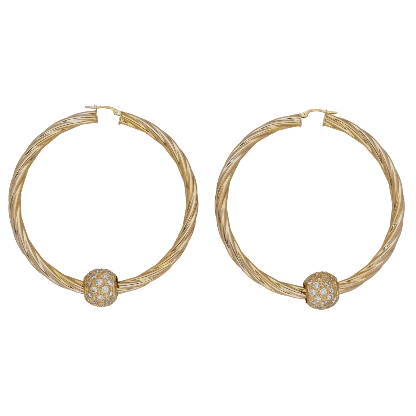 9ct Gold Cubic Zirconia Hoop Earrings