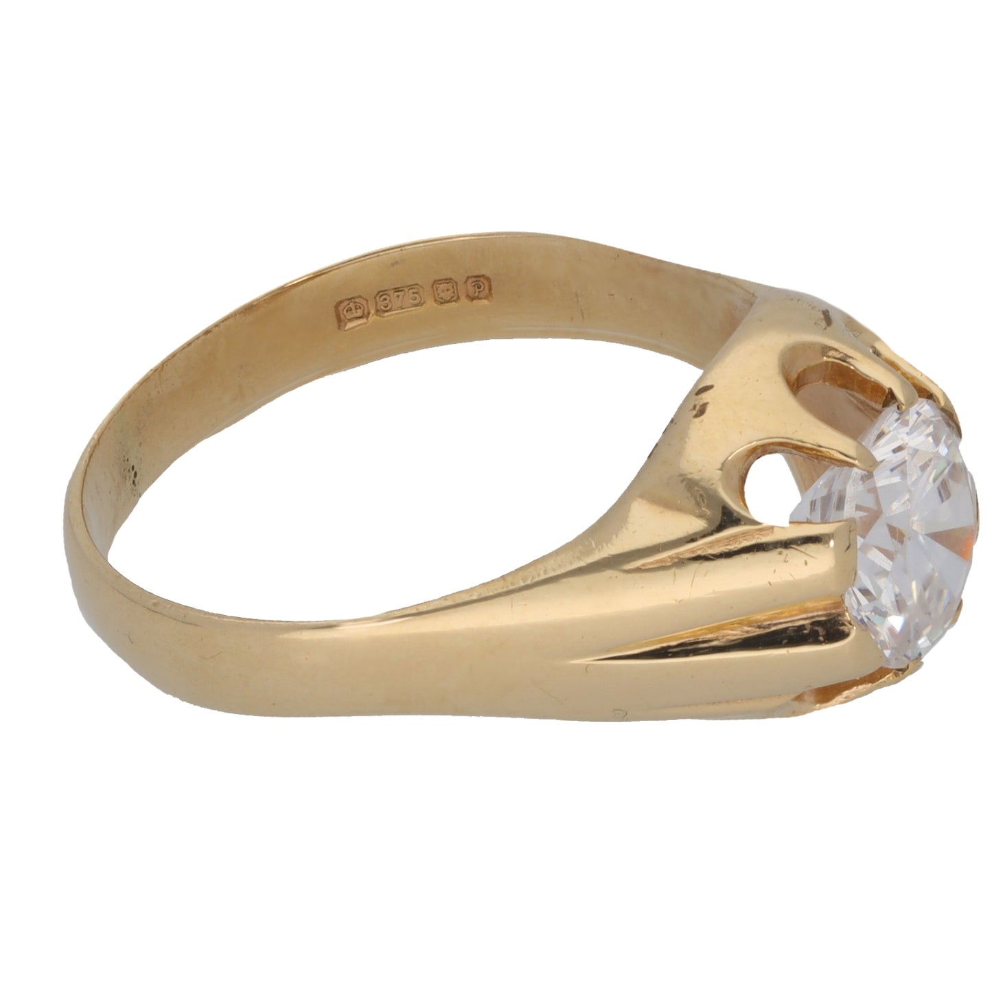 9ct Gold Cubic Zirconia Solitaire Ring Size U