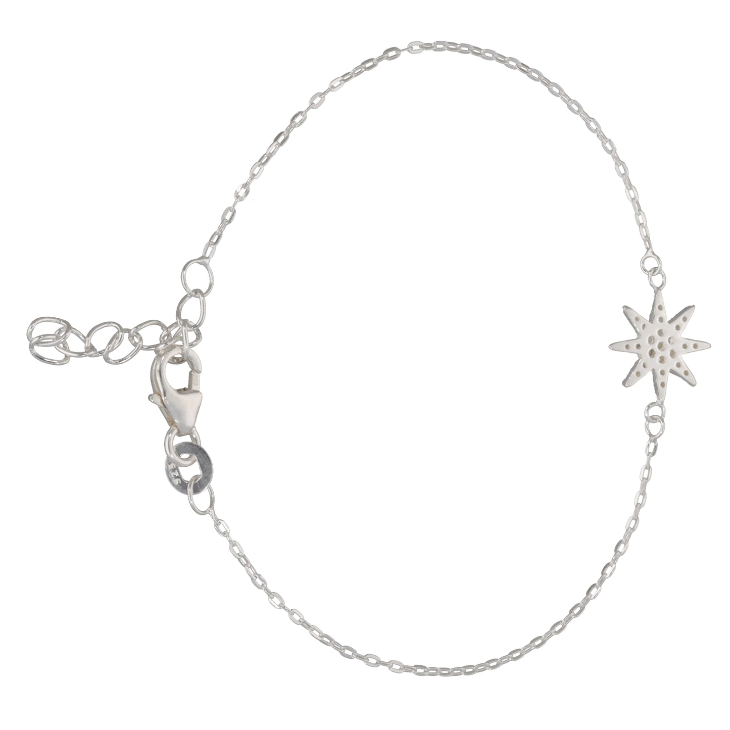 New Sterling Silver Cubic Zirconia Compass Star Bracelet