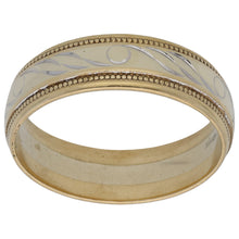 Load image into Gallery viewer, 9ct Bi-Colour Gold Patterned Wedding Ring Size S
