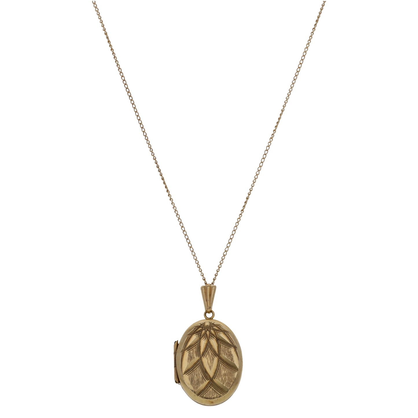 9ct Gold Patterned Locket Pendant With Chain