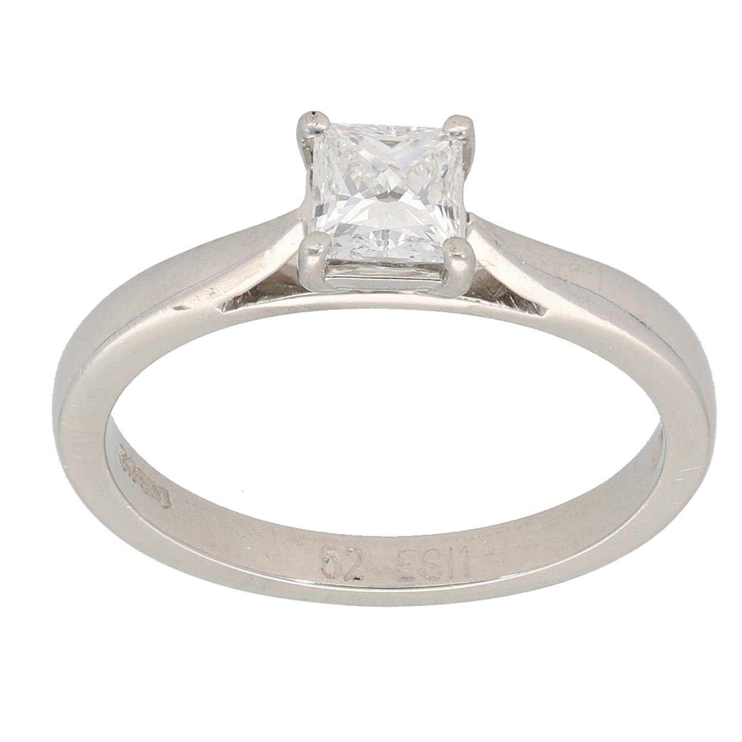 Platinum 0.52ct Diamond Solitaire Ring Size L