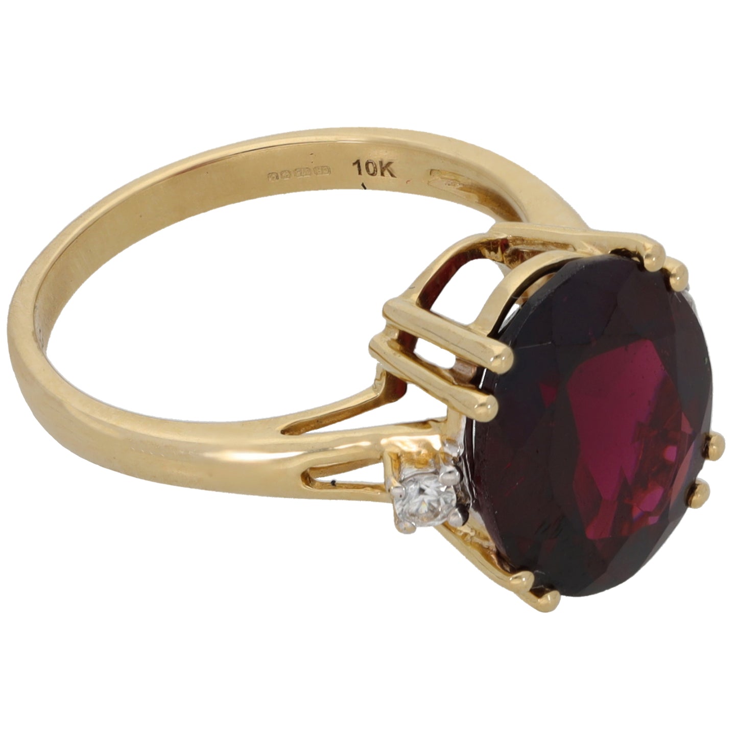 9ct Gold Garnet & Cubic Zirconia Dress/Cocktail Ring Size L