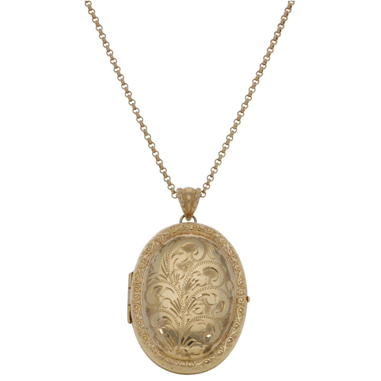 9ct Gold Patterned Locket With Chain