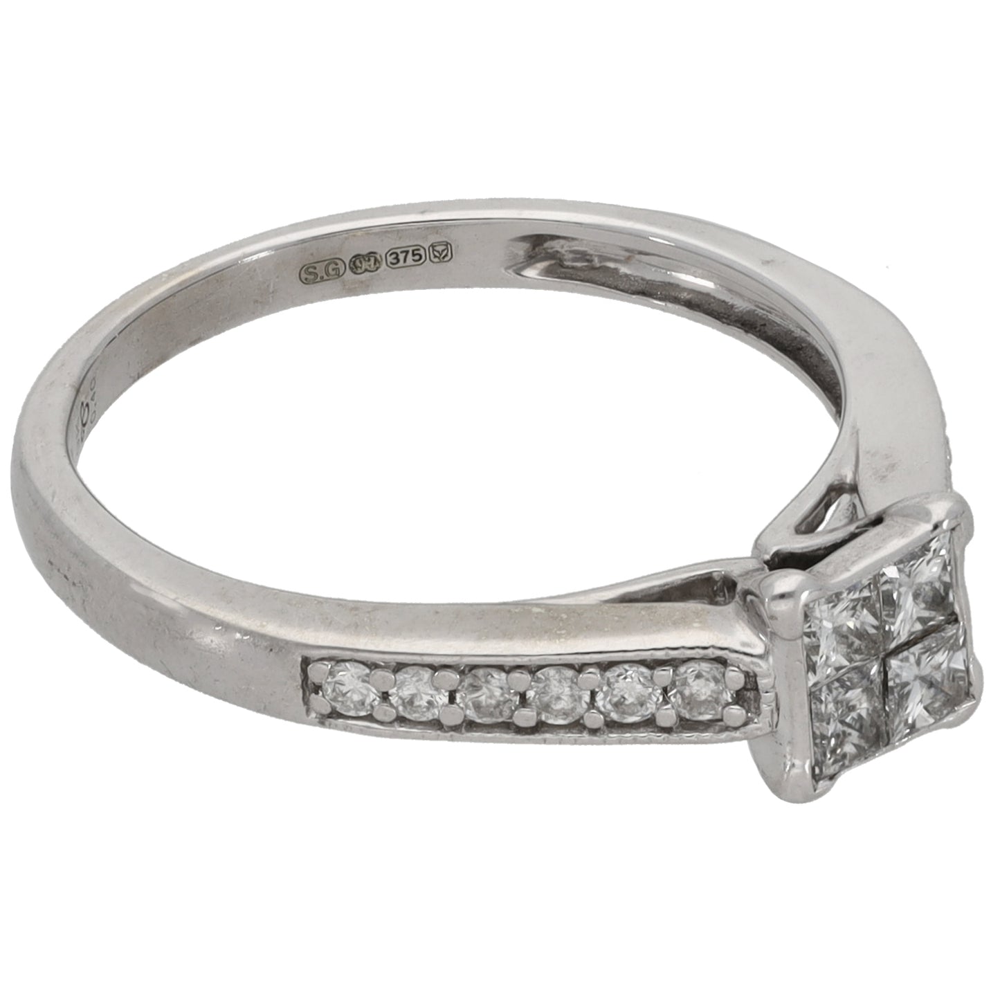 9ct White Gold 0.40ct Diamond Dress/Cocktail Ring Size M