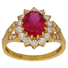 Load image into Gallery viewer, 22ct Gold Imitation Gems Cluster Ring Size N
