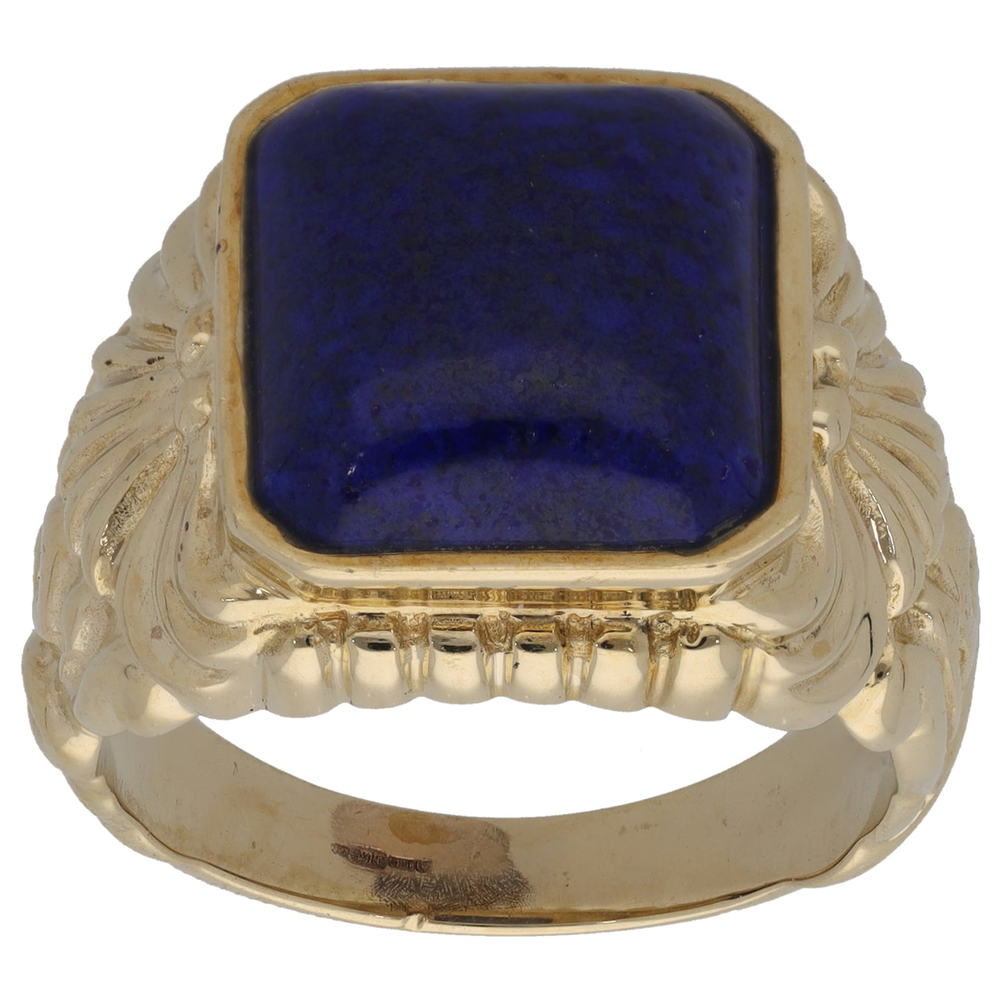 9ct Gold Lapis Lazuli Patterned Signet Ring Size S