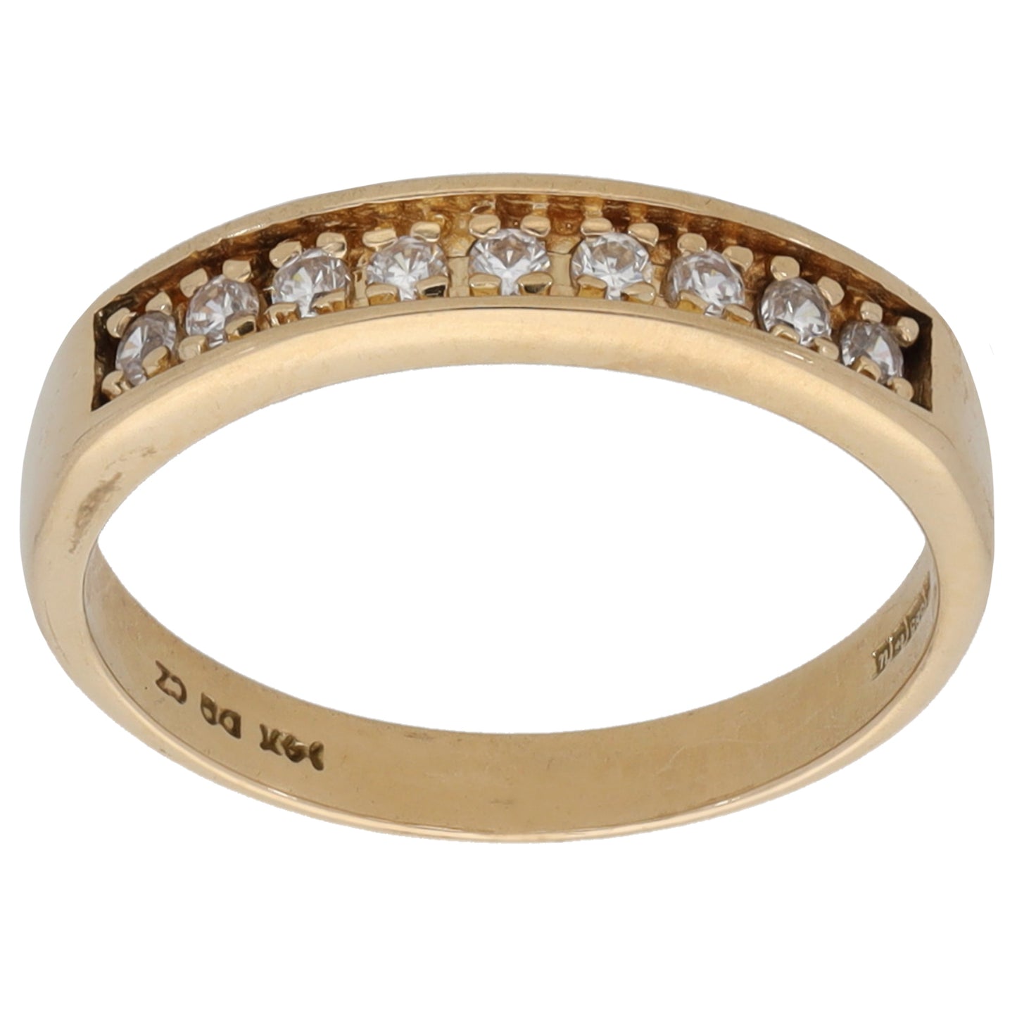 14ct Gold Cubic Zirconia Half Eternity Ring Size Q