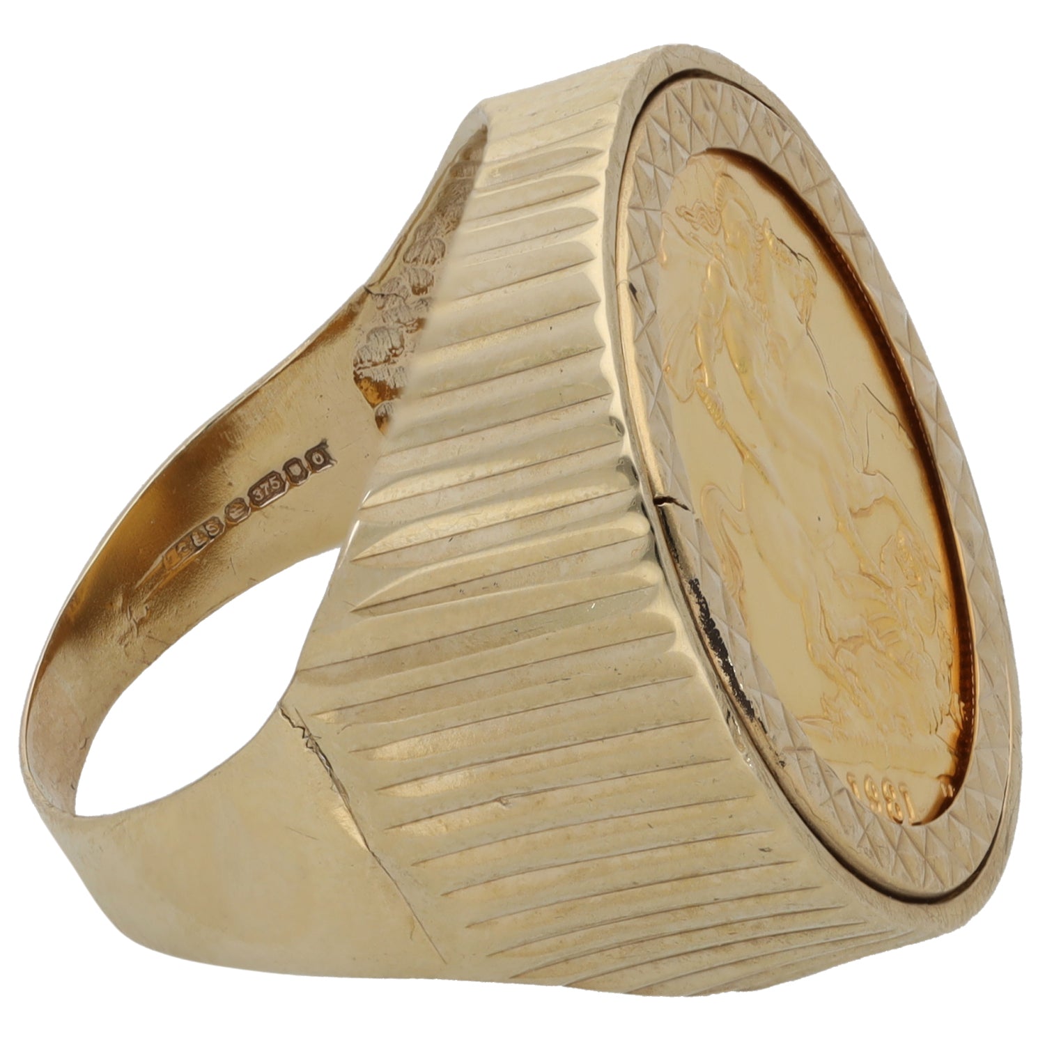 9ct Gold Coin Ring Size T H&T