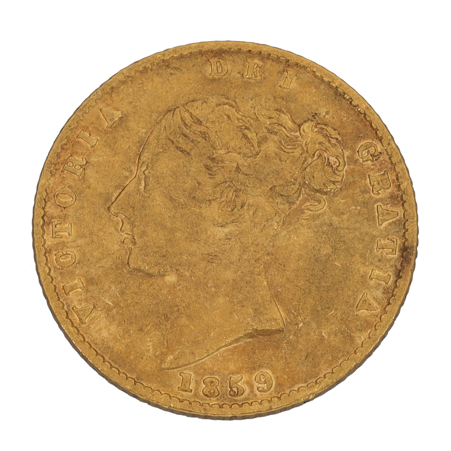 22ct Gold Queen Victoria Half Sovereign Coin 1859