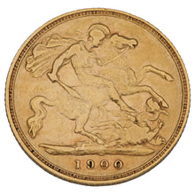 Load image into Gallery viewer, 22ct Gold Queen Victoria Half Sovereign Coin 1900
