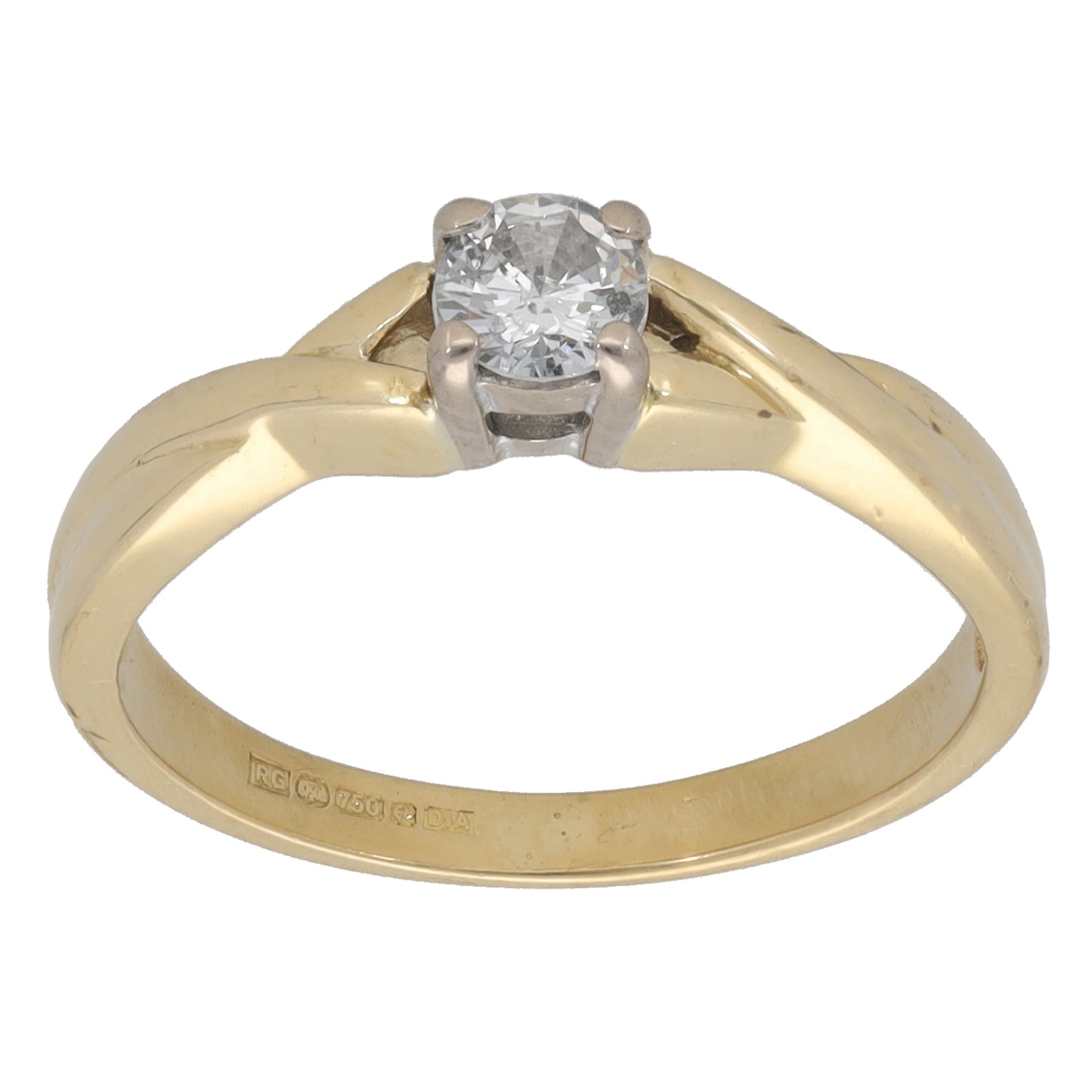 18ct Gold 0.22ct Diamond Solitaire Ring Size M