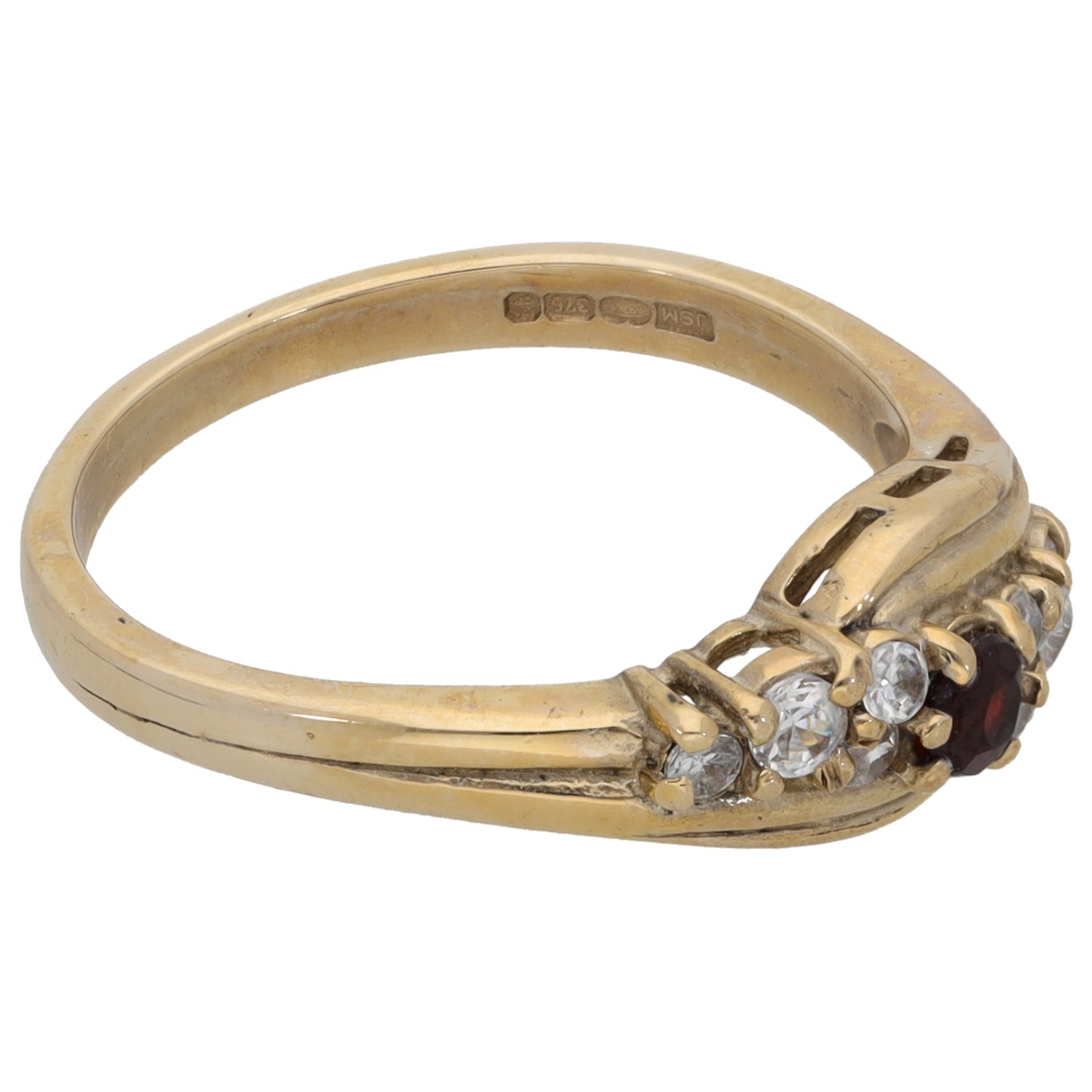 9ct Gold Garnet & Cubic Zirconia Dress/Cocktail Ring Size P