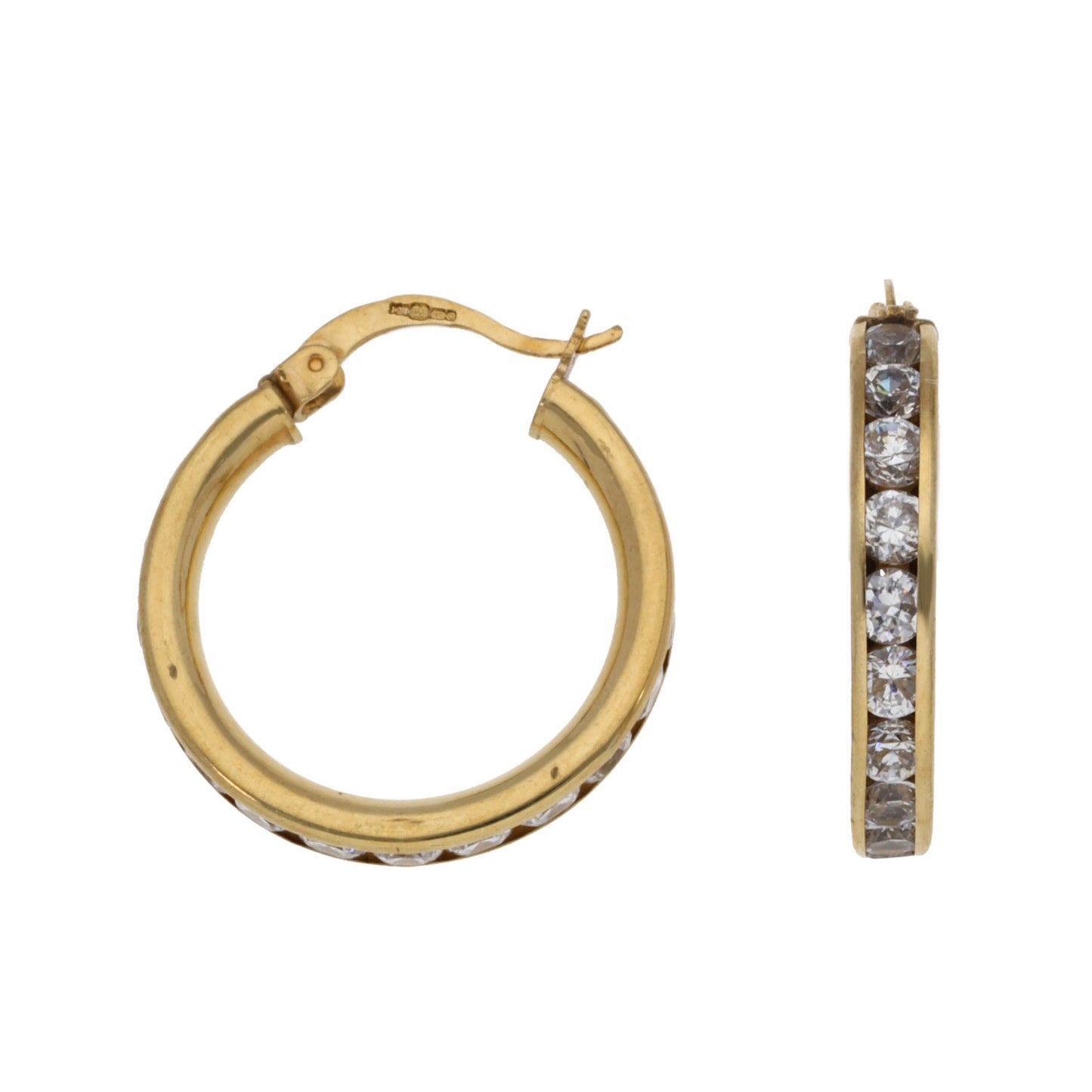 9ct Gold Cubic Zirconia Hoop Earrings