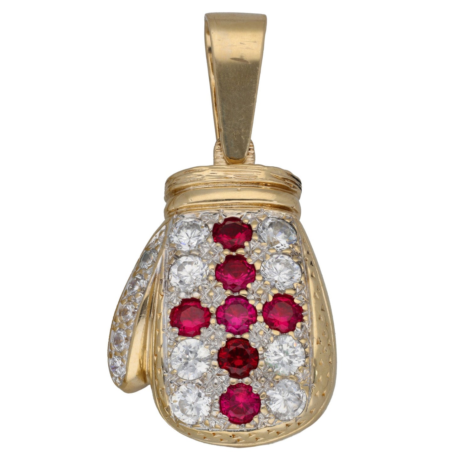 9ct Gold Man Made Ruby & Cubic Zirconia Boxing Glove Pendant