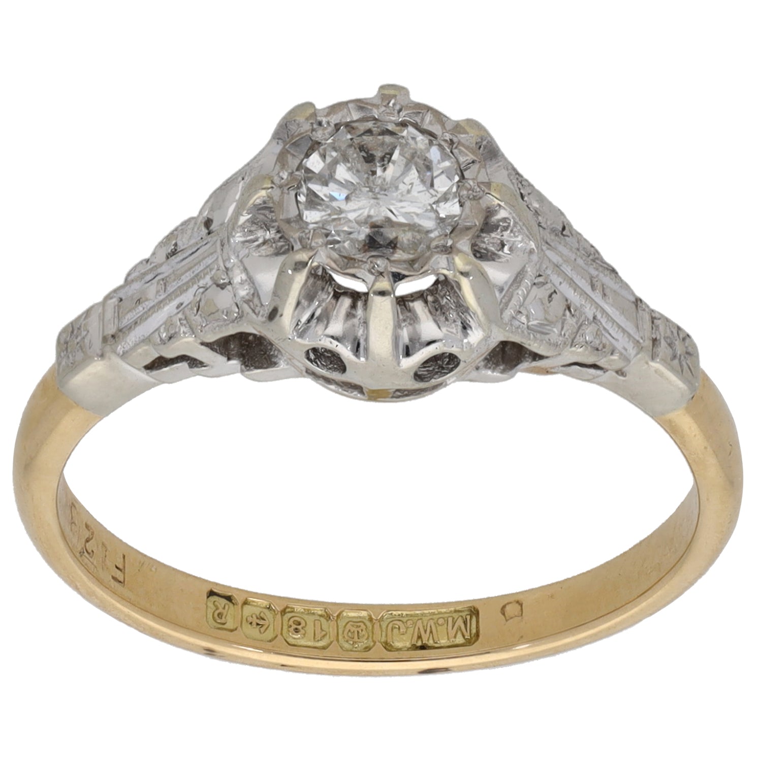 18ct Gold 0.30ct Diamond Solitaire Ring Size N – H&T