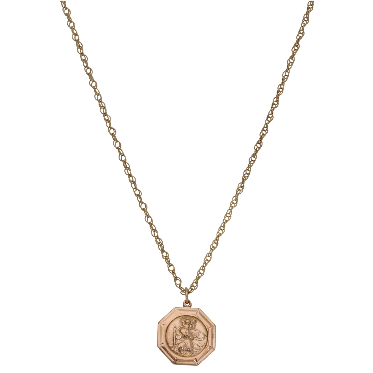 9ct Gold St Christopher Pendant With Chain