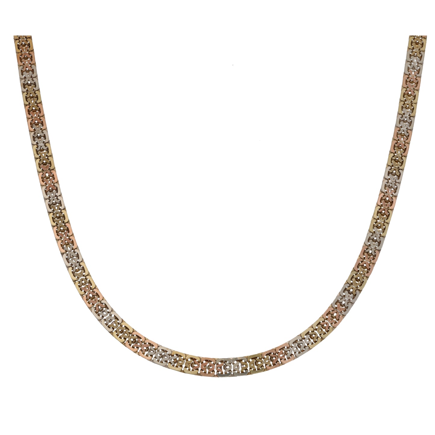 9ct Tricolour Gold Fancy Necklace 14"