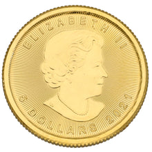 Load image into Gallery viewer, 24ct Gold Canadian Maple Leaf 1/10 OZ Coin 2021
