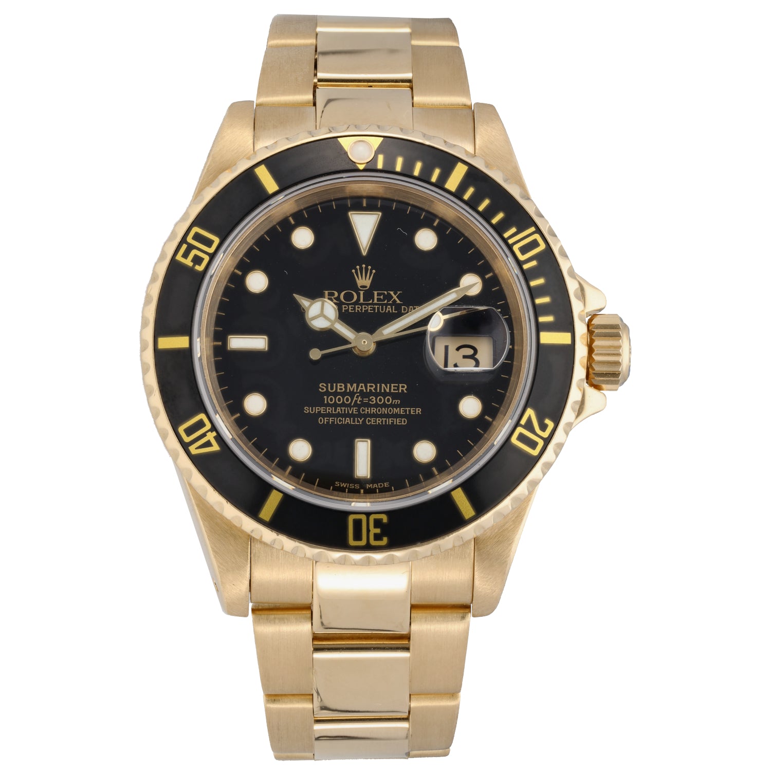 Rolex Submariner 16618 LN 40mm Gold Watch