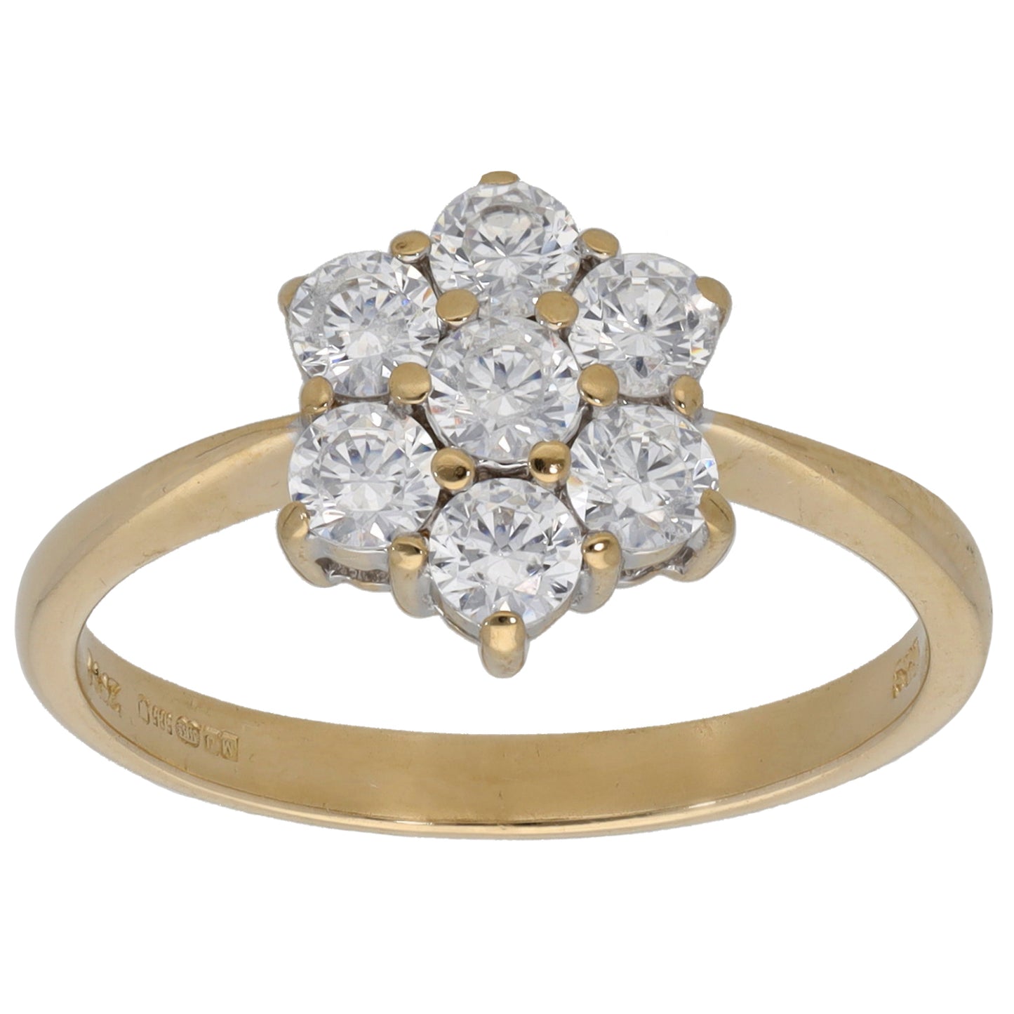 14ct Gold Cubic Zirconia Cluster Ring Size Q