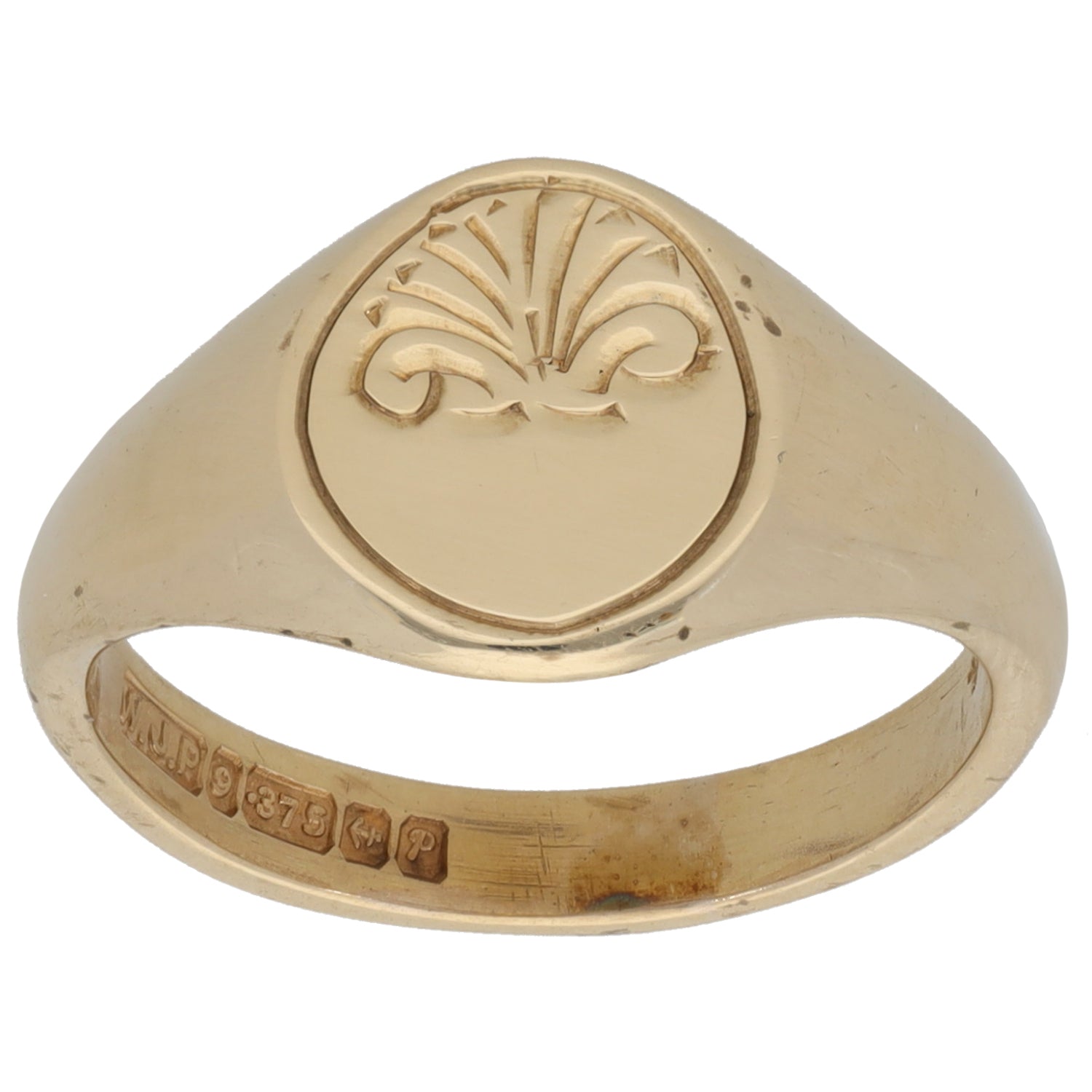 9ct Gold Patterned Signet Ring Size K – H&T