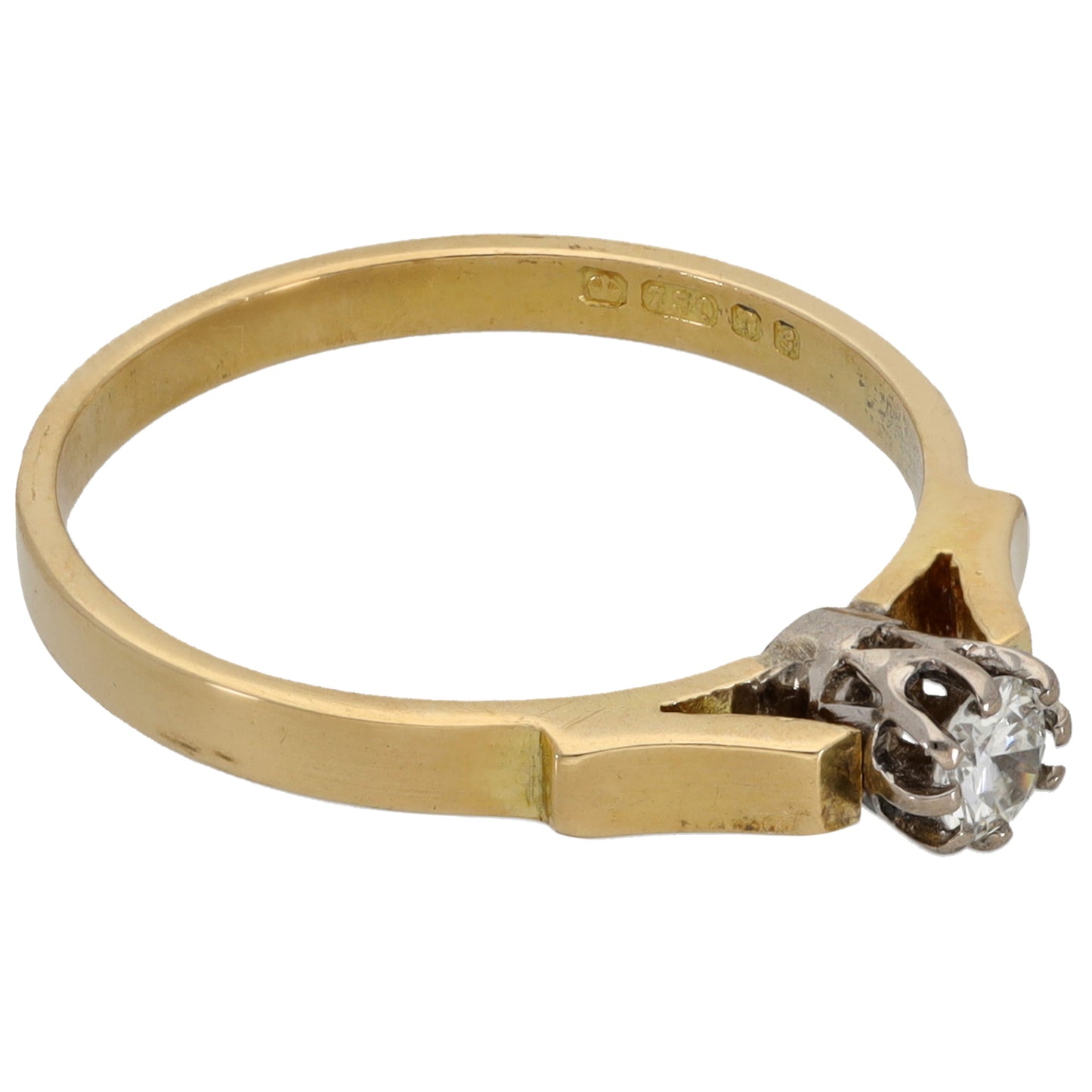 18ct Gold 0.15ct Diamond Solitaire Ring Size M