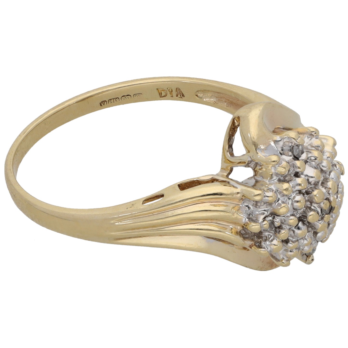 9ct Gold Diamond Cluster Ring Size Q