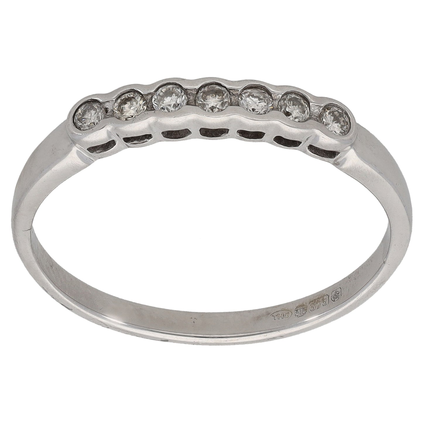 9ct White Gold 0.25ct Diamond Half Eternity Ring Size V