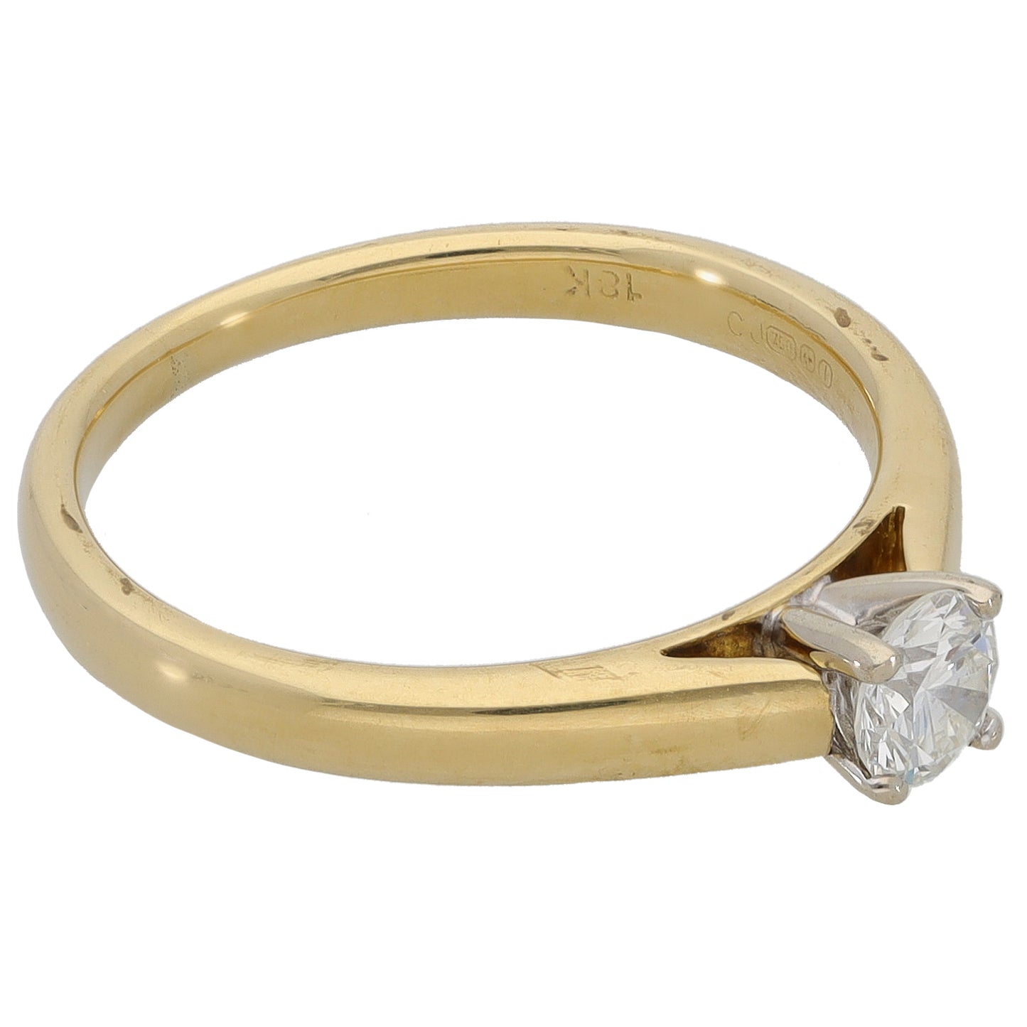 18ct Gold 0.33ct Diamond Solitaire Ring Size L